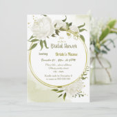 Invitation fleurs blanches verdure or couronne douche nuptial (Debout devant)