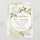 Invitation fleurs blanches verdure or couronne douche nuptial (Devant / Derrière)