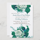 Invitation Fleurs blanches / vertes / bleues sur Cryspy Blanc (Devant)