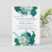 Invitation Fleurs blanches / vertes / bleues sur Cryspy Blanc (Debout devant)