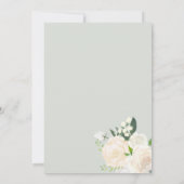 Invitation Fleurs blanches vertes Script Mariage (Dos)
