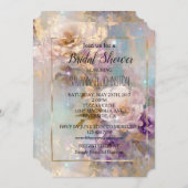 Invitation Fleurs blanches violettes d'or féminin (Devant / Derrière)