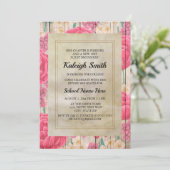 Invitation Fleurs blanches violettes roses Fête de tronc en b (Debout devant)