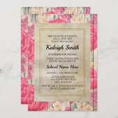 Invitation Fleurs blanches violettes roses Fête de tronc en b (Devant / Derrière)