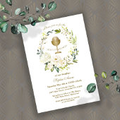 Invitation Fleurs blanches Wreath Girl First Holy Communion