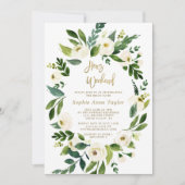 Invitation Fleurs blanches Wreath Hens Bachelorette Week-end (Devant)