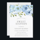 Invitation Fleurs bleu ciel Doux 16 Anniversaire<br><div class="desc">Sky Blue Flowers Sweet 16 Anniversaire Invitation Voir la collection correspondante dans Niche et Nest Store</div>