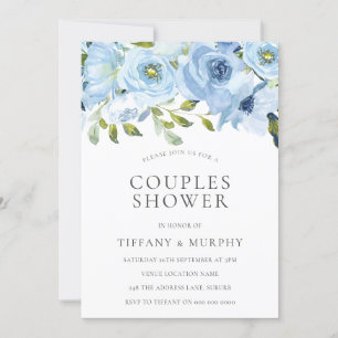 Invitation Fleurs Bleu Ciel Shower de Couple