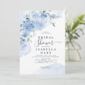 Invitation Fleurs bleu clair poussiéreuses Fête des mariées f (Debout devant)