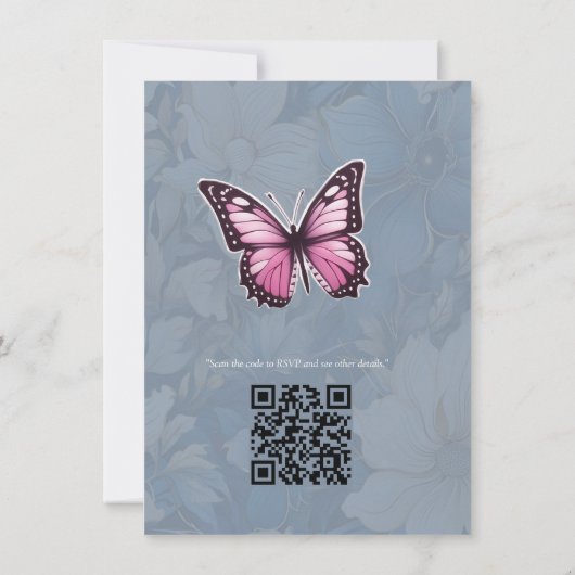 Invitation Fleurs Bleu et Blanc Arty Gold (Dos)