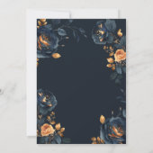 Invitation Fleurs Bleu Marine Feuilles Dorées RSVP (Dos)
