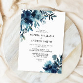 Invitation Fleurs bleu marine Indigo Floral Mariage