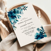 Invitation Fleurs bleu marine Indigo Floral Mariage