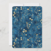 Invitation Fleurs Bleu Or Mariage (Dos)