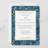 Invitation Fleurs Bleu Or Mariage (Devant)