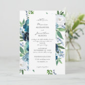 Invitation Fleurs Bleu Poussière pour Mariage 2 (Debout devant)