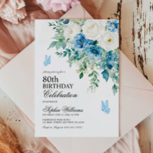 Fleurs Bleu Poussiéreux 80e Anniversaire