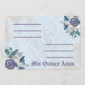 Invitation Fleurs Bleu Poussiéreux pour Mes Quinze (Dos)