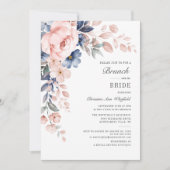 Invitation Fleurs bleu rose Aquarelle Florale Bridal Brunch (Devant)