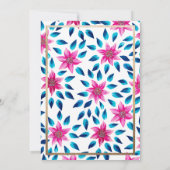 Invitation Fleurs bleu rose Feuille Bat mitzvah Nom hébreu (Dos)