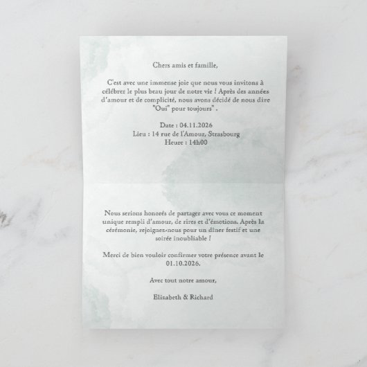 Invitation "Fleurs bleues" (Intérieur)