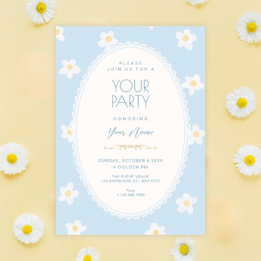 Invitation Fleurs bleues