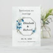 Invitation "Fleurs bleues" (Debout devant)