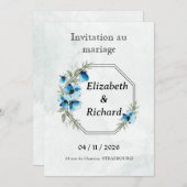 Invitation "Fleurs bleues" (Devant / Derrière)