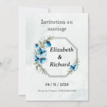 Invitation "Fleurs bleues"
