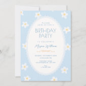 Invitation Fleurs bleues anniversaire (Devant)