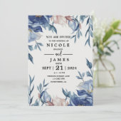 Invitation Fleurs bleues aquarelle douce (Debout devant)