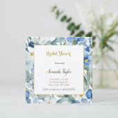Invitation Fleurs Bleues Blances Fête des mariées minimale (Debout devant)