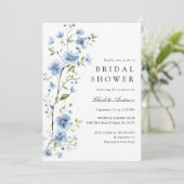 Invitation Fleurs Bleues Botaniques Fête des mariées d'aquare (Debout devant)