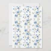Invitation Fleurs Bleues Botaniques Fête des mariées d'aquare (Dos)
