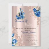 Invitation Fleurs Bleues Bouches de vin Brunch & Bubbly (Devant)
