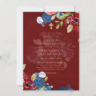 Invitation Fleurs Bleues Bourgogne Catholique NuptialeMasse M