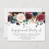 Invitation Fleurs bleues bourguignonnes modernes Partie d'eng (Devant)