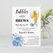 Invitation Fleurs Bleues Bubble & Brews Couples Douche (Debout devant)