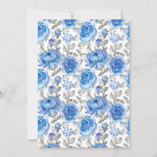 Invitation Fleurs Bleues Bubble & Brews Couples Douche (Dos)