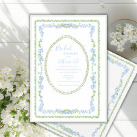 Fleurs bleues cadre de mariage fantaisiste vintage