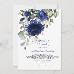 Invitation Fleurs Bleues Charme Baby shower Garçon Par Courri