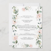 Invitation Fleurs Bleues Charme Feuilles Or Tous en un Mariag (Dos)