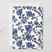 Invitation Fleurs Bleues Chic Anniversaire (Dos)
