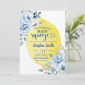 Invitation Fleurs Bleues Citron Main Squeeze Mariage (Debout devant)