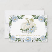 Invitation Fleurs bleues Citrouille Baby shower d'automne Car (Dos)