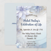 Invitation Fleurs bleues claires édifiables Célébration de la (Devant / Derrière)