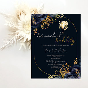 Invitation Fleurs bleues de la Marine Brunch & Fête des marié