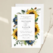 Invitation Fleurs bleues de la Marine Mariage de verdure