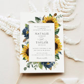 Invitation Fleurs bleues de la Marine Mariage de verdure