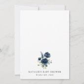 Invitation Fleurs bleues de la Marine, Verdure, Boho, Baby sh (Dos)
